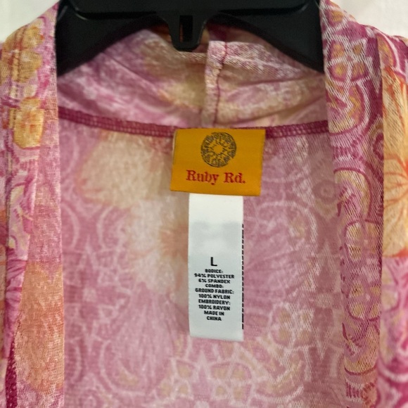 Ruby rd floral sheer stretch coverup size l - Picture 3 of 4